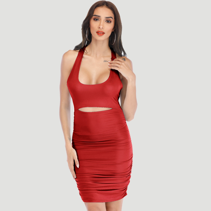 Elegant Ruffled Tie-Detail Women's Dress