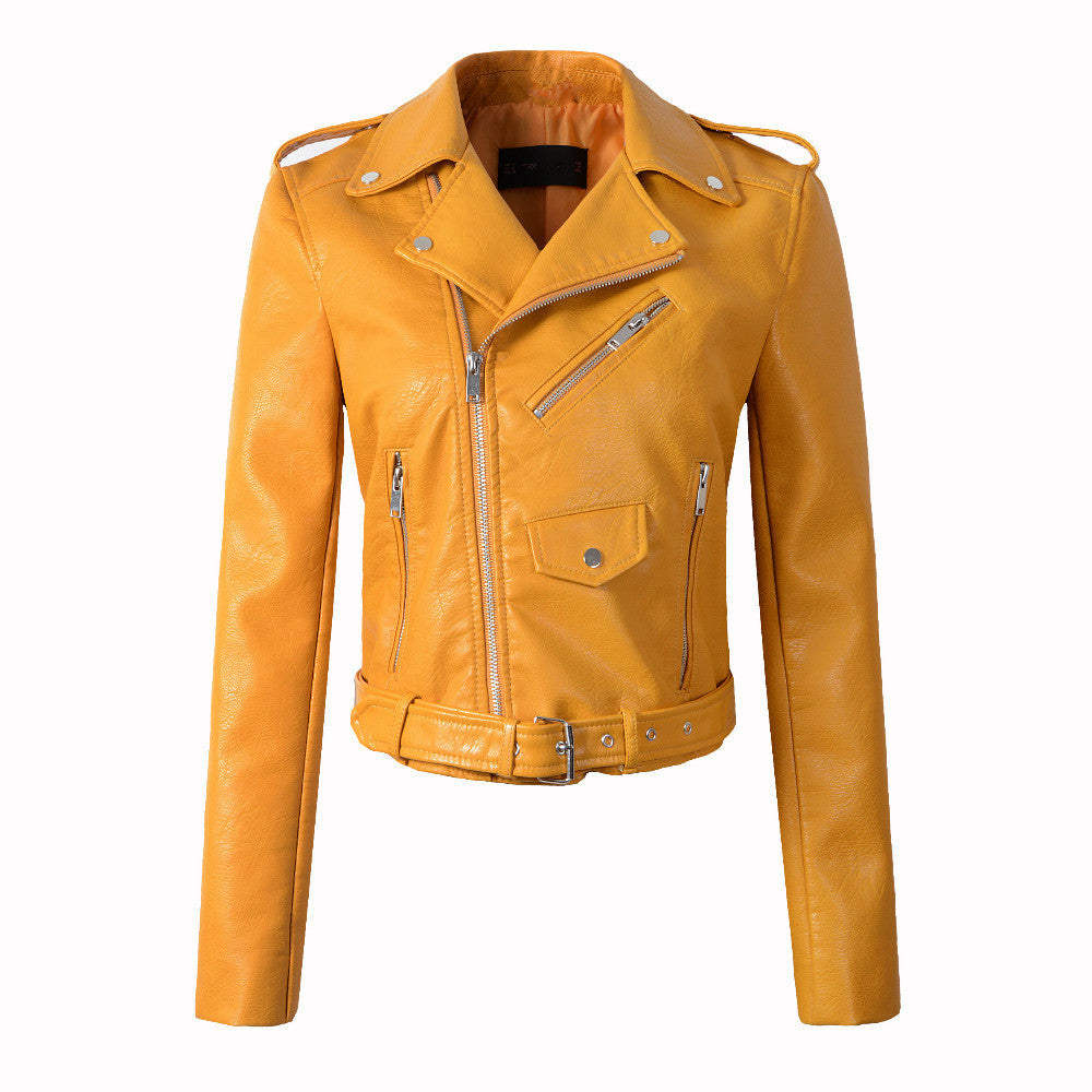 PU Wash Leather Jacket for Women - Casual Style