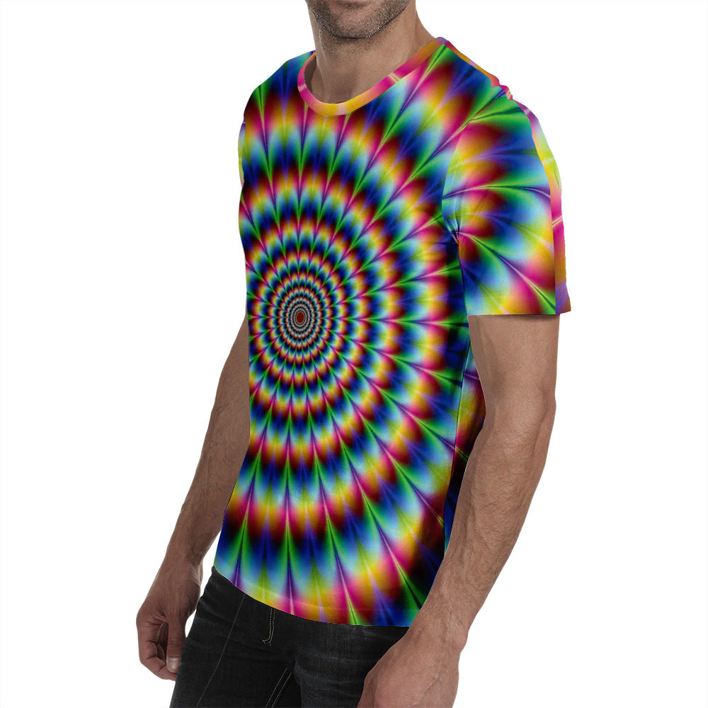 3D Color Circle Print Short Sleeve T-Shirt for Men