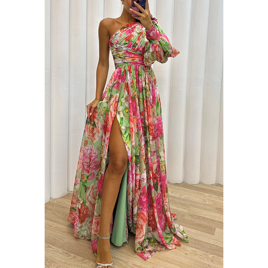 One-Shoulder Long-Sleeved Summer Dress for Women