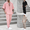 Men's Pink Leisure Two-Piece Set (Summer Fashion)