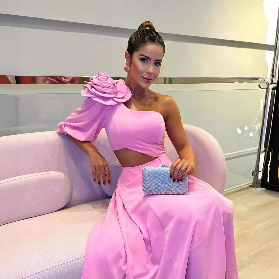 Spring Summer Floral Off-Shoulder Evening Dress HY102