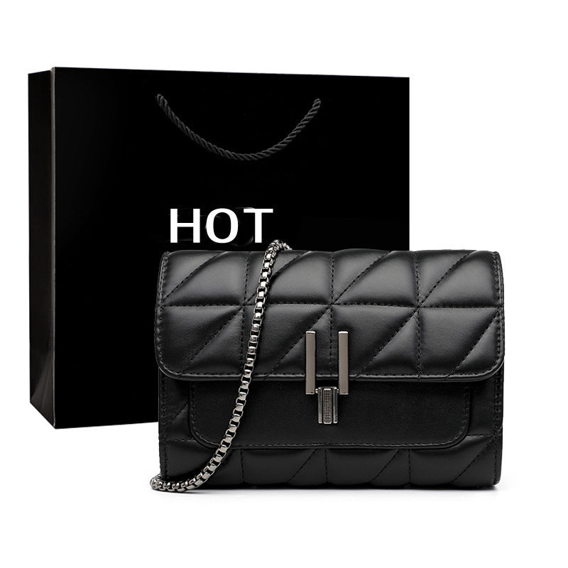 Evarisluxe Chaîne Noir Leather Chain Bag