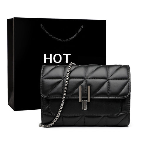 Evarisluxe Chaîne Noir Leather Chain Bag