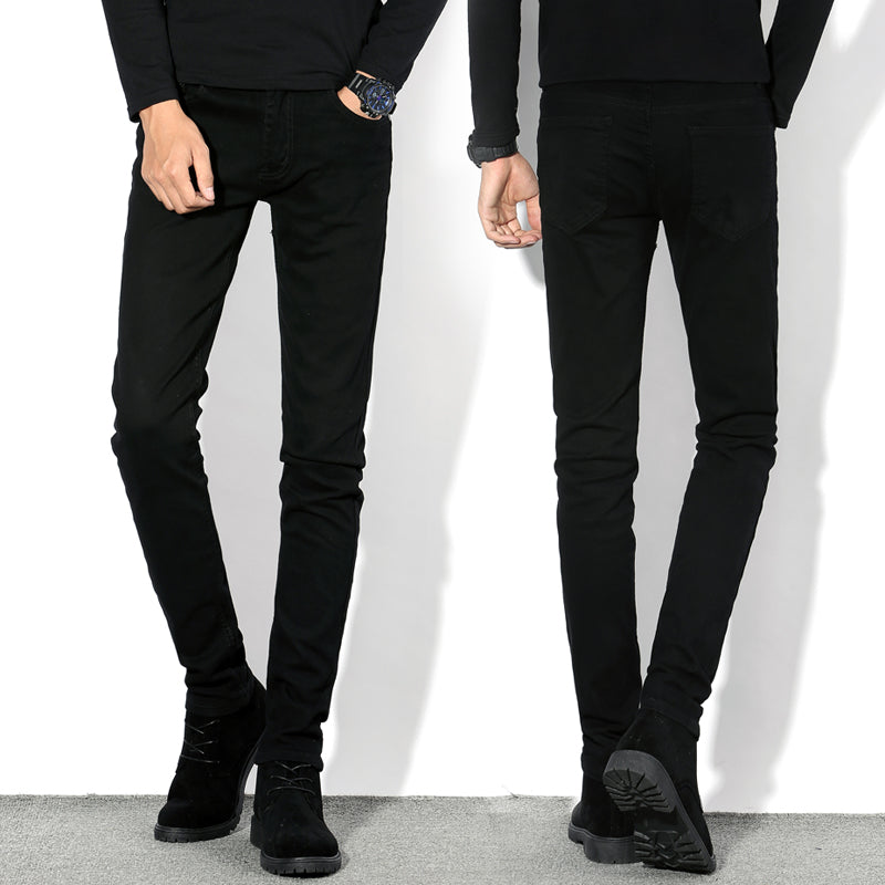Men's Black Slim-Fit Summer Stretch Jeans - Casual Pants