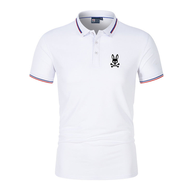 Men's Summer Cotton Polo Shirt with Rabbit Print