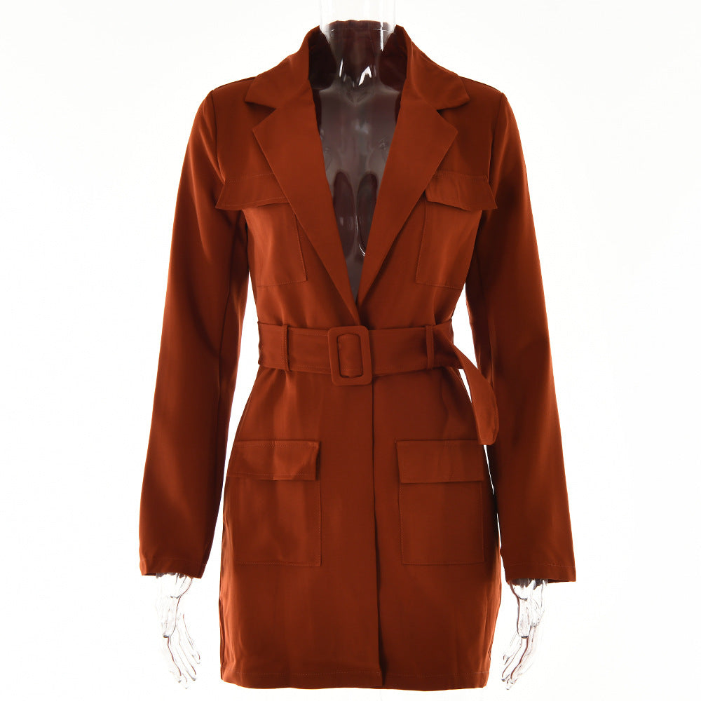 Evarisluxe Oversized Long Sleeve Lapel Dress