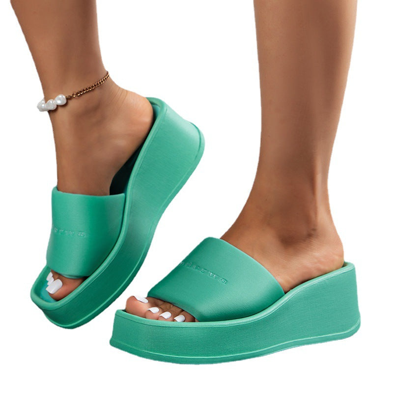 2023 Summer Korean Style Flat Wedge Flip Flops for Women