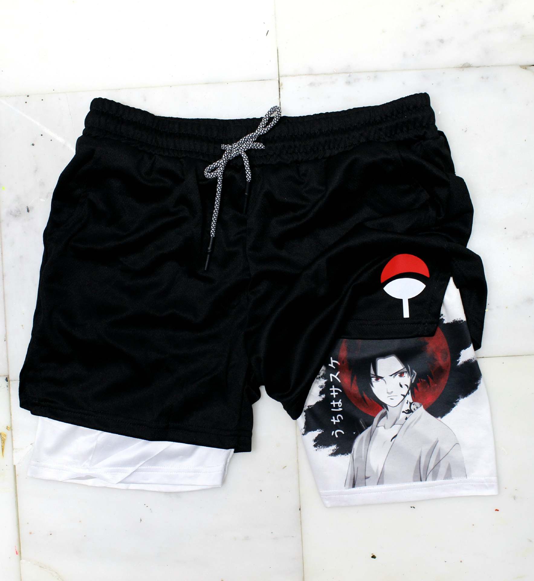 2023 Summer Men's Double Layer Anime Print Shorts