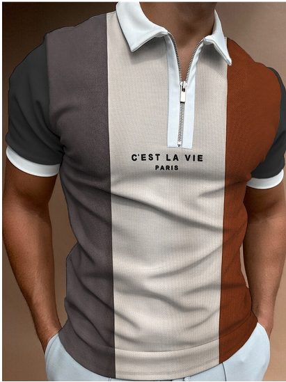 Men's Polo Shirt with National Stitching Color Print