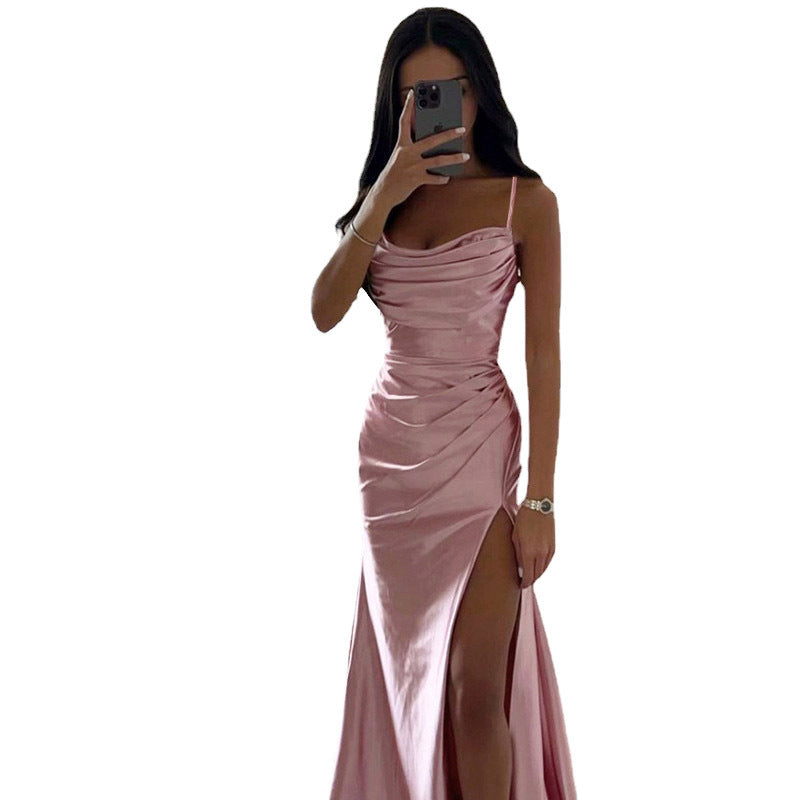2023 Spring Satin Strapless Bodycon Dress