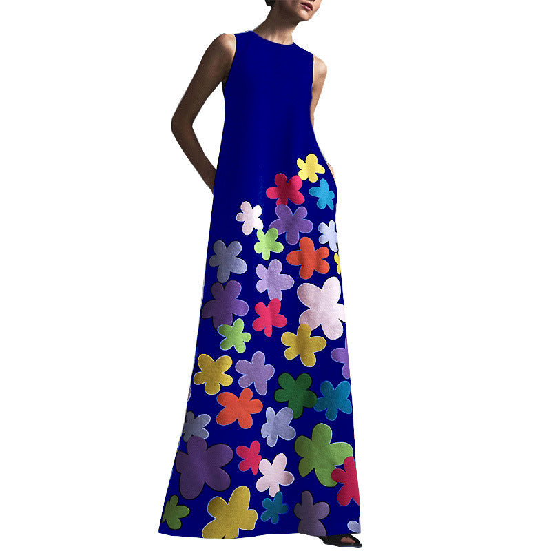 Evarisluxe Printed Round Neck Midi Dress