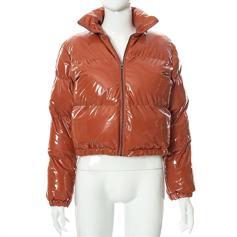 A20666T Women's Fall/Winter PU Leather Cardigan Jacket