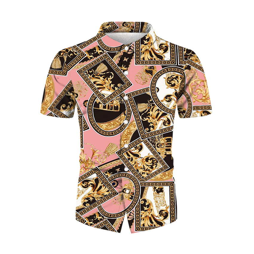 Men's Casual Summer Hawaiian Print Short Sleeve Shirt