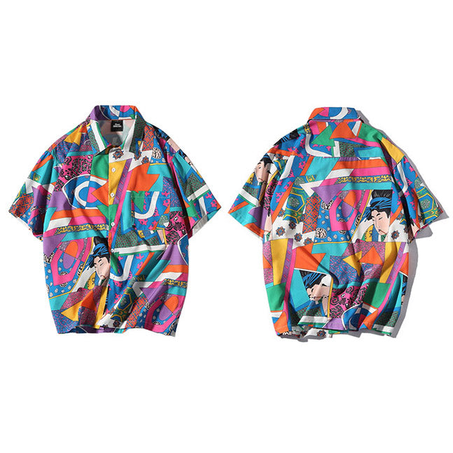Men's Retro Hawaiian Print Short Sleeve Shirt