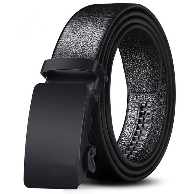 Luxury Men's Leather Belt with Automatic Metal Buckle