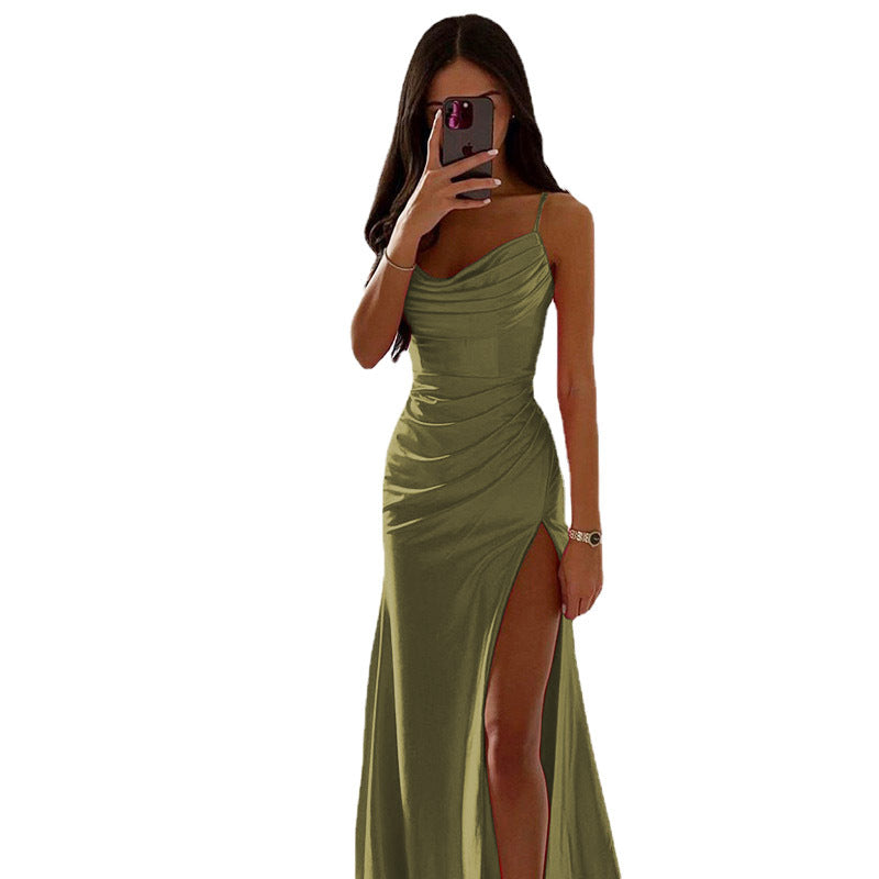2023 Spring Satin Strapless Bodycon Dress