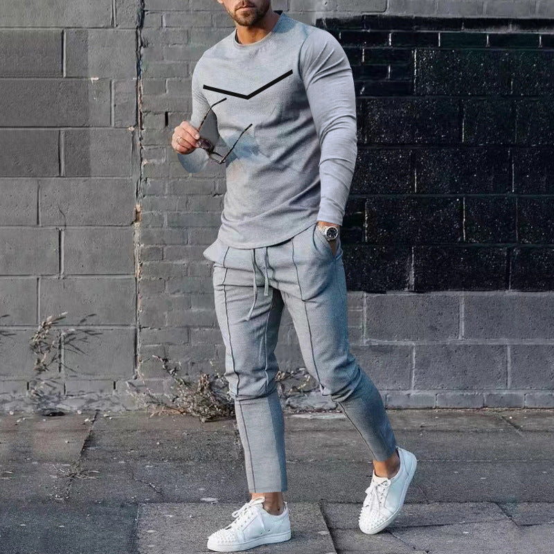 Men's Casual Spring Autumn Two-Piece Outfit Set