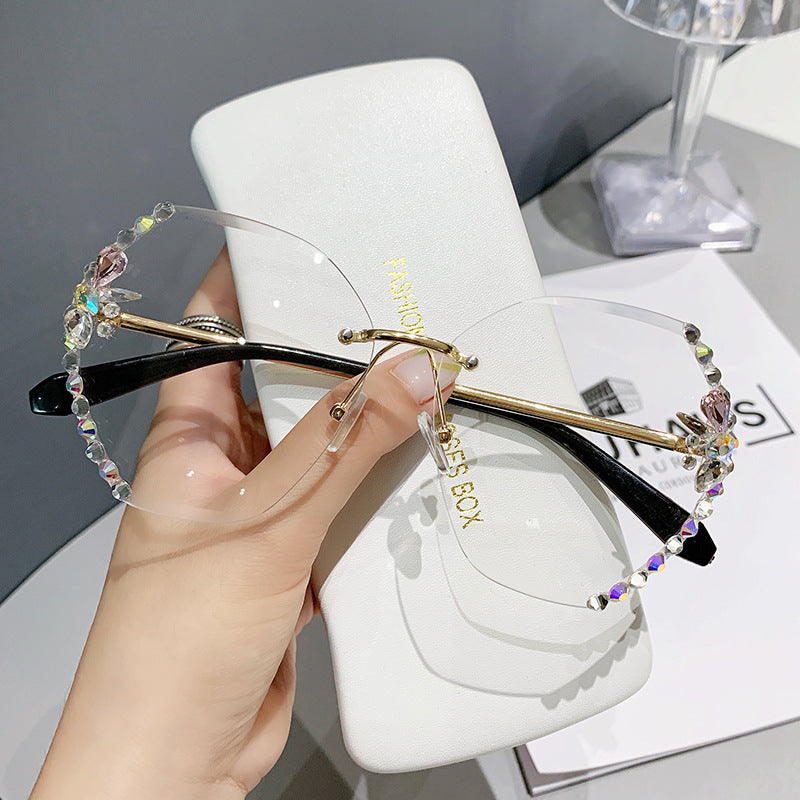 Vintage Rimless Rhinestone Sunglasses for Men & Women
