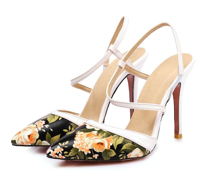 Evarisluxe Imprimé Pointed-Toe Sandal Heel