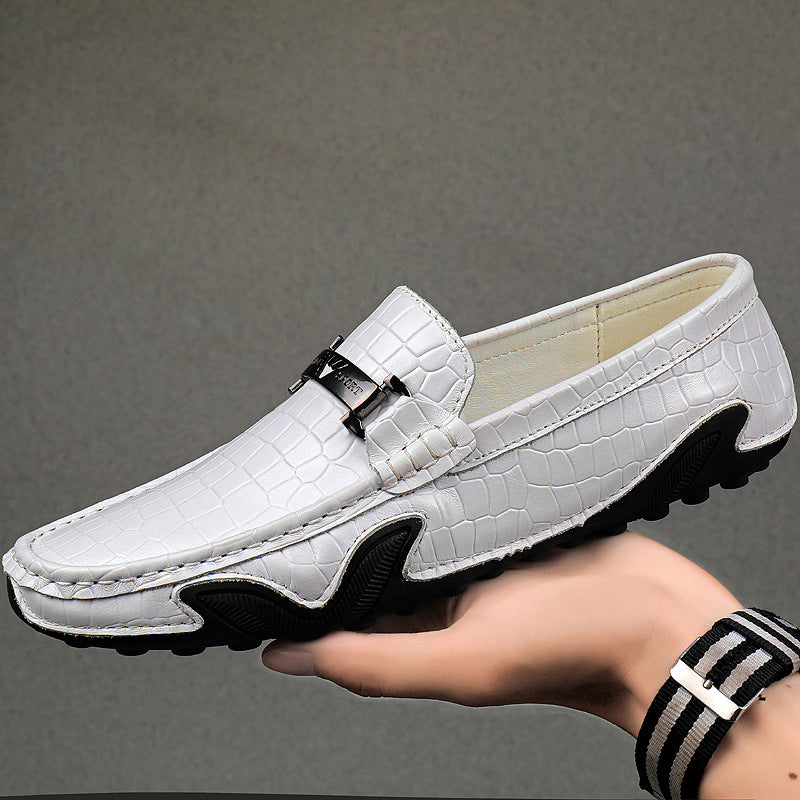 New Crocodile Pattern Leather Driving Loafers (Breathable)