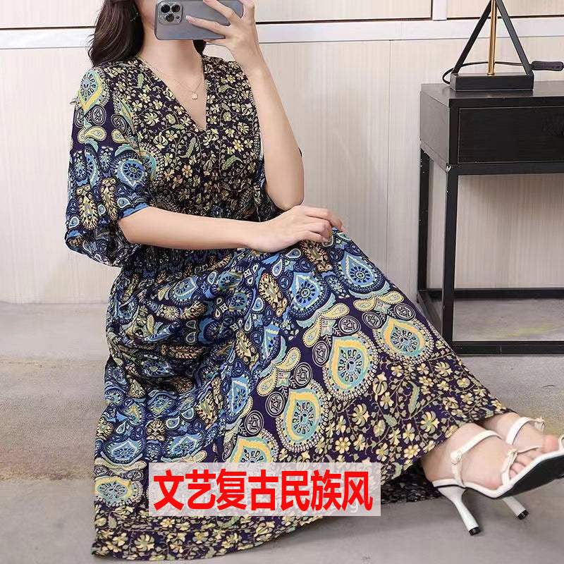 Southeast Asia Travel Floral Cotton Dress for Summer