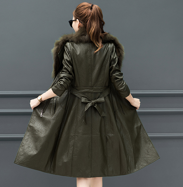 Fleece Lined Leather Jacket with Fur Collar