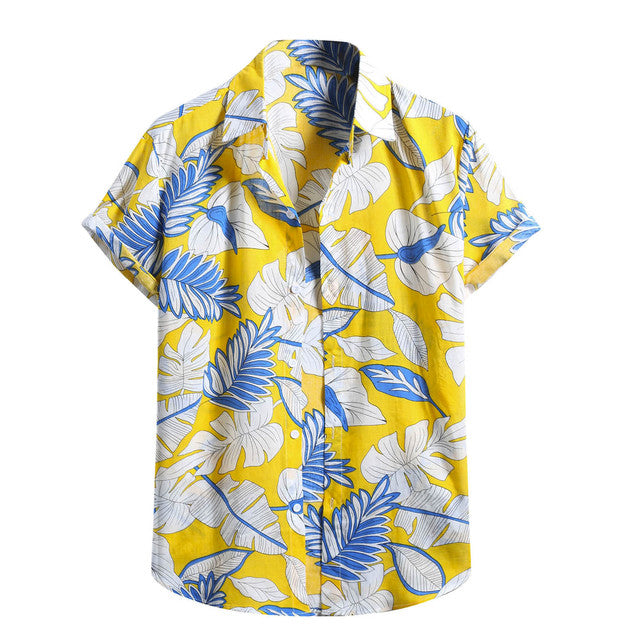 2023 Vintage Hawaiian Cotton Linen Short Sleeve Shirt