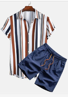 Men's Casual 3D Printed Hawaiian Shirt and Shorts Set