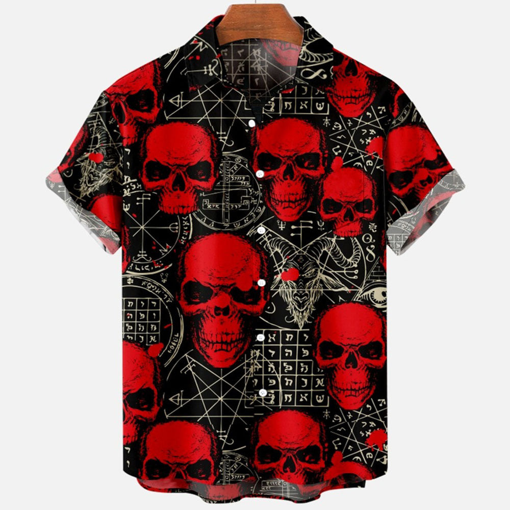 2022 Devil Horror 3D Printed Loose Hawaiian Shirt for Men