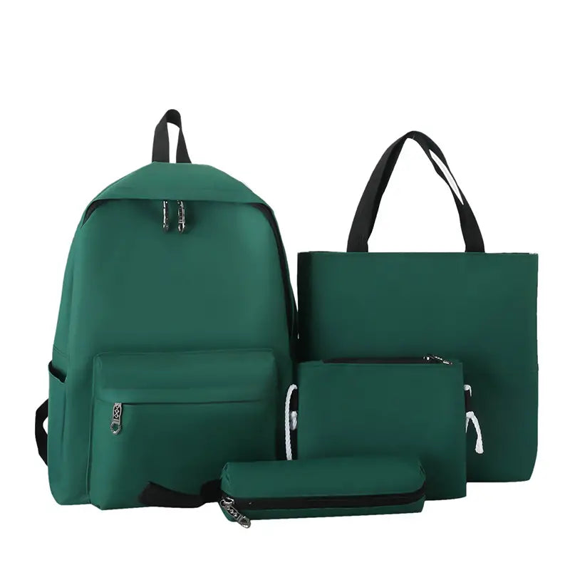 4-Piece Solid Color Backpack Set for Students
