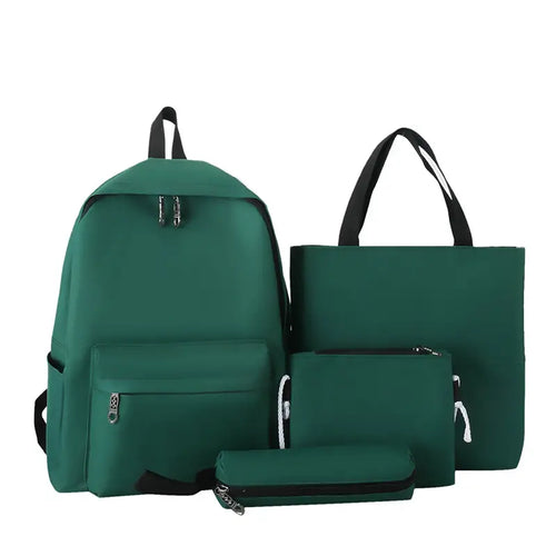 4-Piece Solid Color Backpack Set for Students