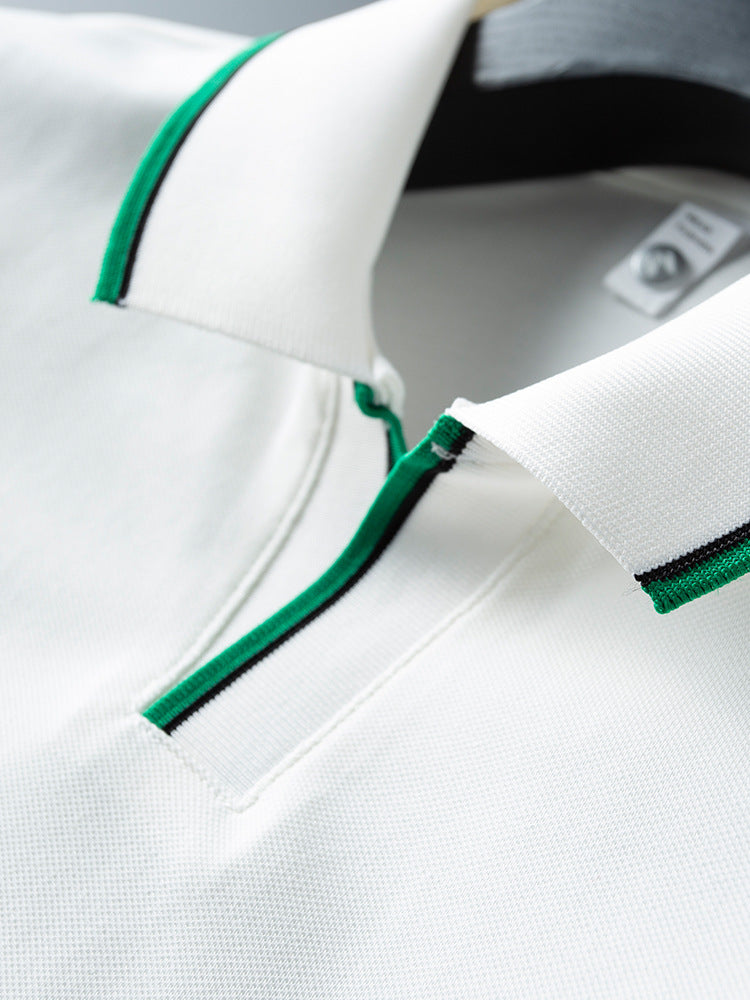 Men's Slim Fit White Polo Shirt - Lightweight Summer Style