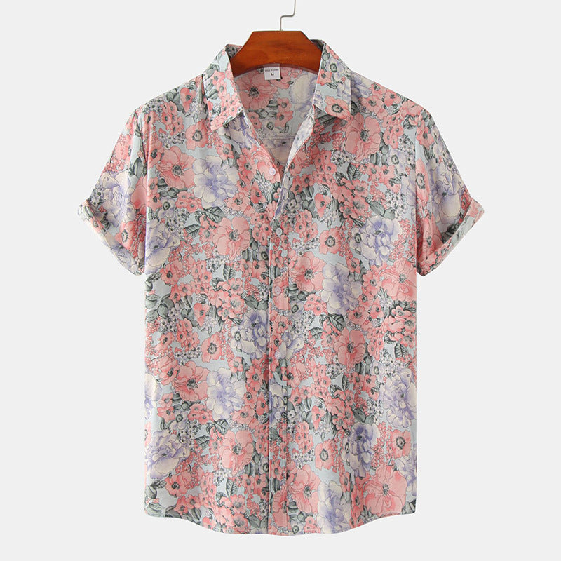 Hawaiian Men's Summer Shirt with 3D Sunflower Print