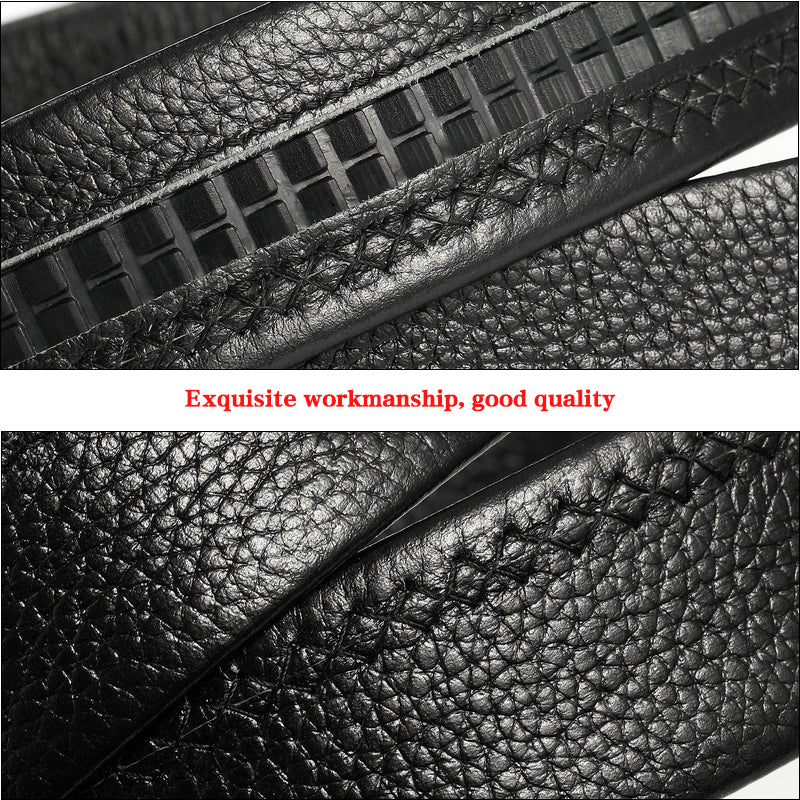Luxury Men's Leather Belt with Automatic Metal Buckle