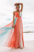 2021 Spring/Summer New Sexy Deep V Rainbow Dress