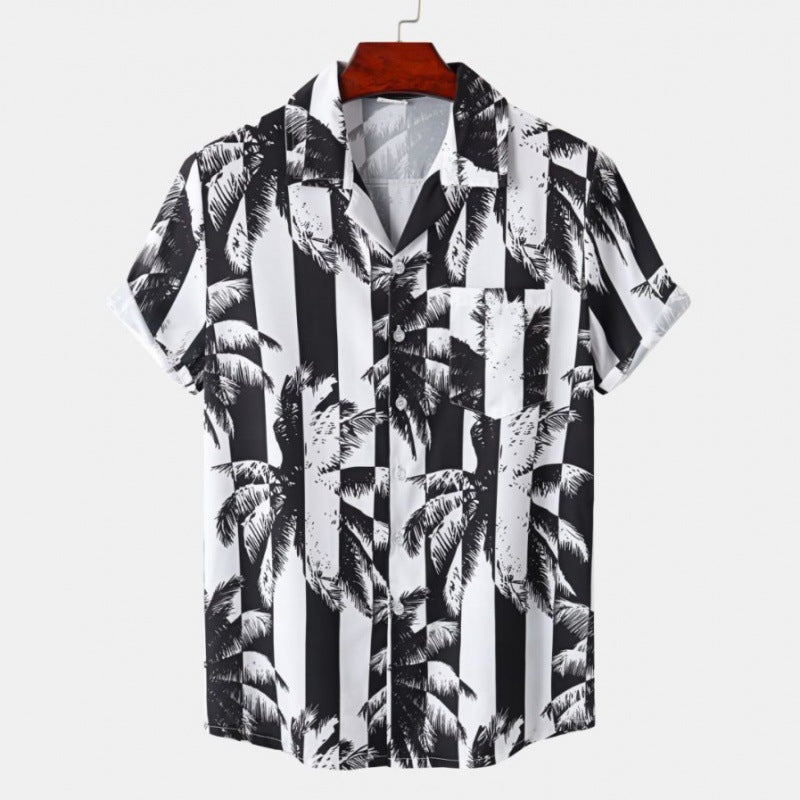 Men's Short Sleeve Hawaiian Print Shirt for Summer