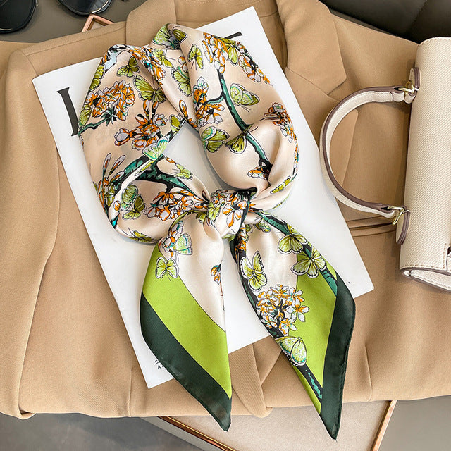 Evarisluxe Silk Satin Square Scarf