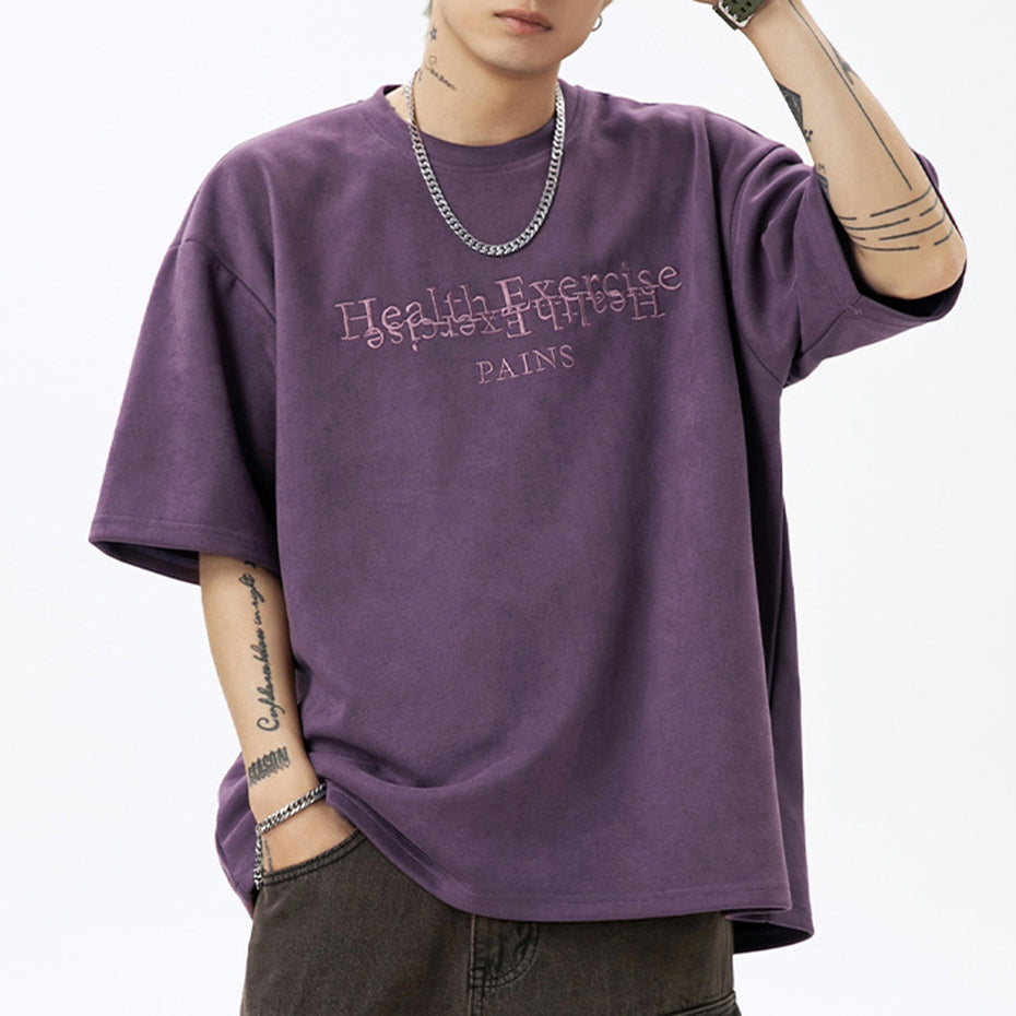 Vintage Y2K Oversized Suede T-Shirt for Men and Women