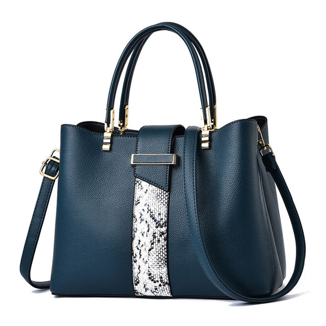 Luxury Snake Grain Leather Women's Tote & Crossbody Bag