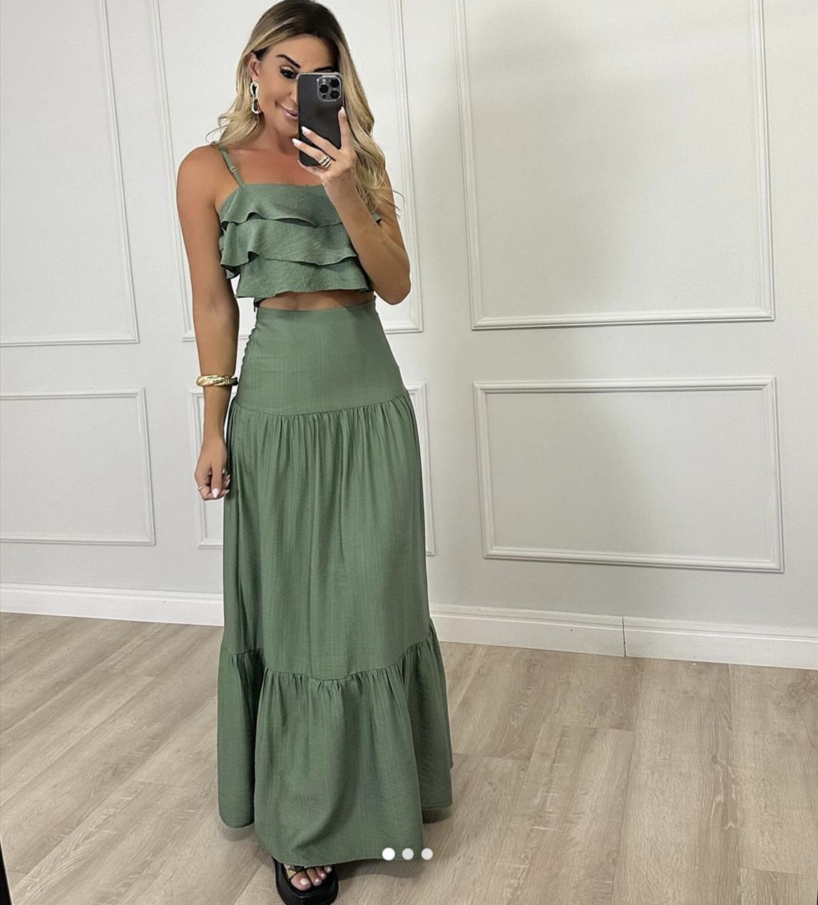 2024 Spring Summer Fashion Set with Ruffle Hem Dress