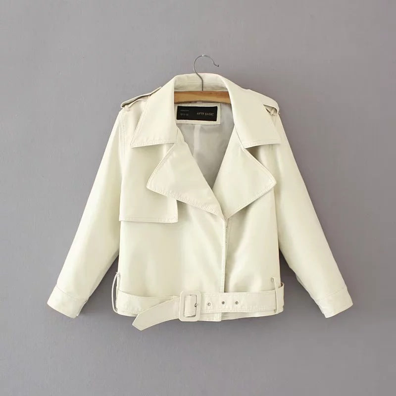 New Spring Autumn Short PU Leather Jacket (Motorcycle)
