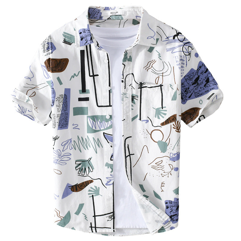 Men's Summer Printed Short Sleeve Casual Shirt 521