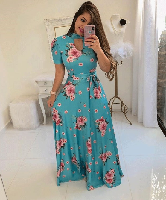 Evarisluxe Floral Maxi Dress