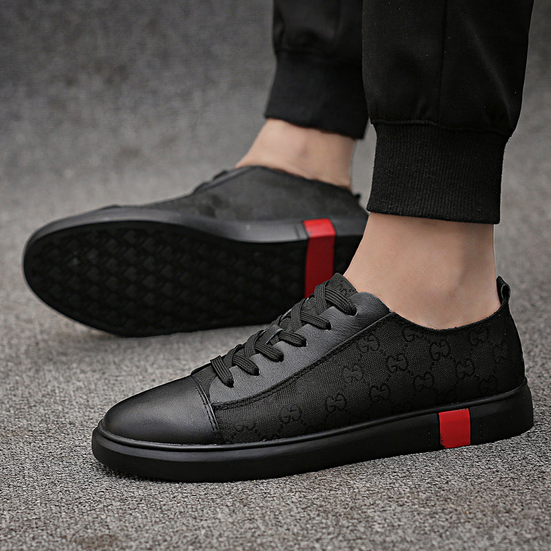 Men's Business Casual Leather Sneakers - Breathable Canvas
