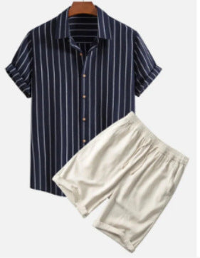 Men's Casual 3D Printed Hawaiian Shirt and Shorts Set