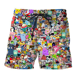 Men's Summer Fashion Shorts with Cartoon Character Print