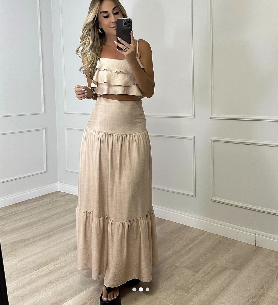 2024 Spring Summer Fashion Set with Ruffle Hem Dress