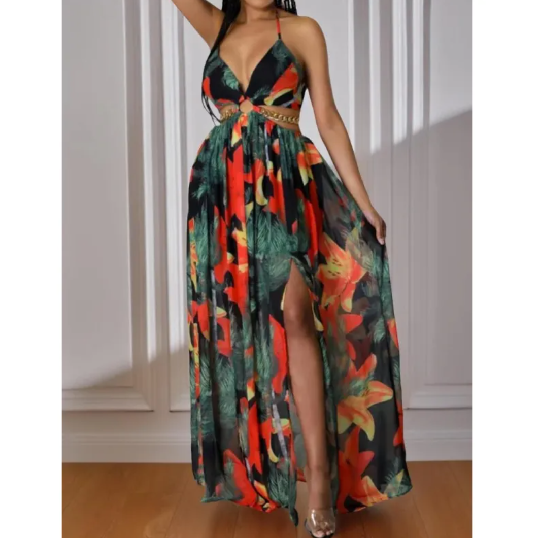 Evarisluxe Summer Floral Print Dress