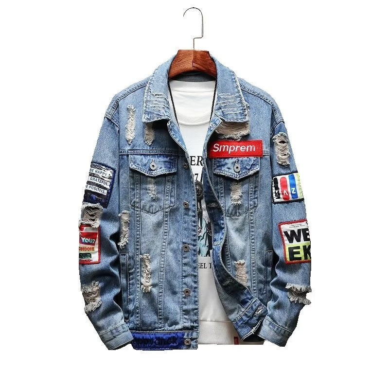 Spring Ins Embroidered Denim Jacket for Men